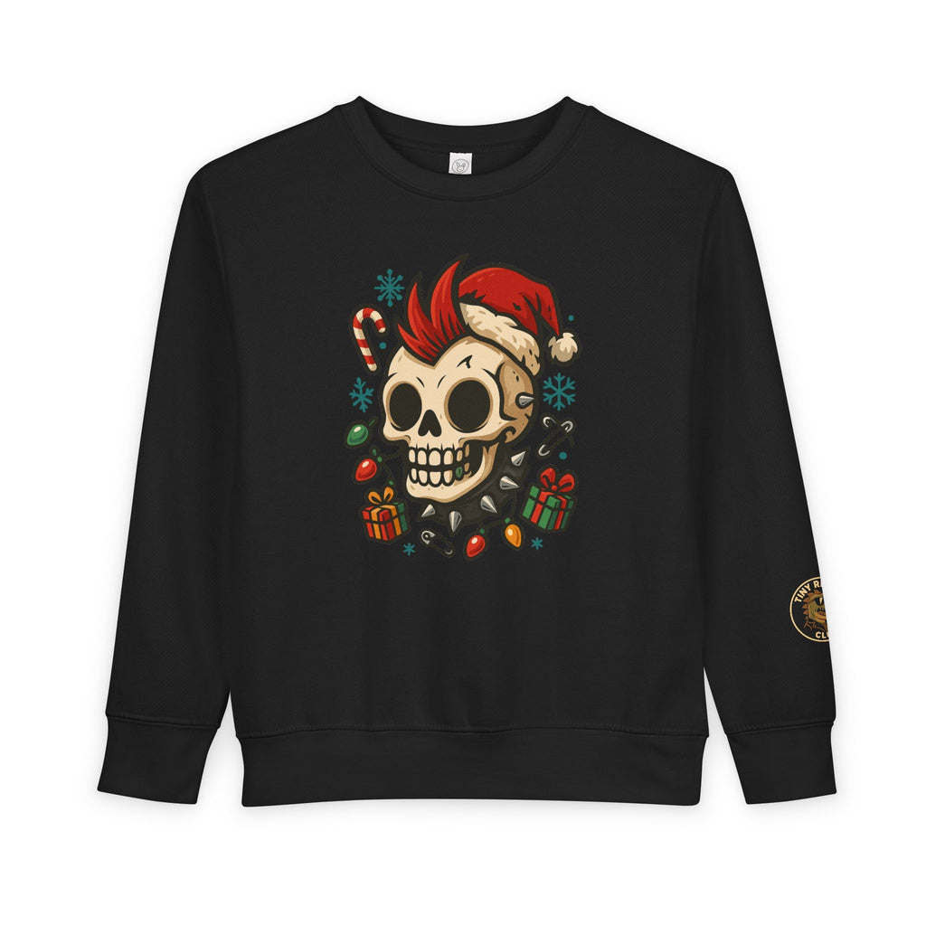 Toddler Sweatshirt — Punk Skull Santa Holiday Crewneck