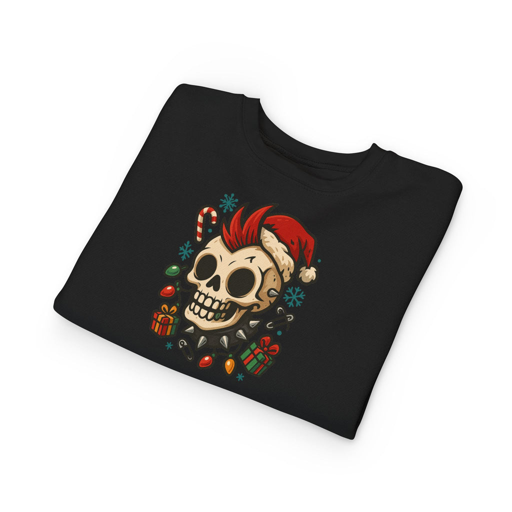 Toddler Sweatshirt — Punk Skull Santa Holiday Crewneck