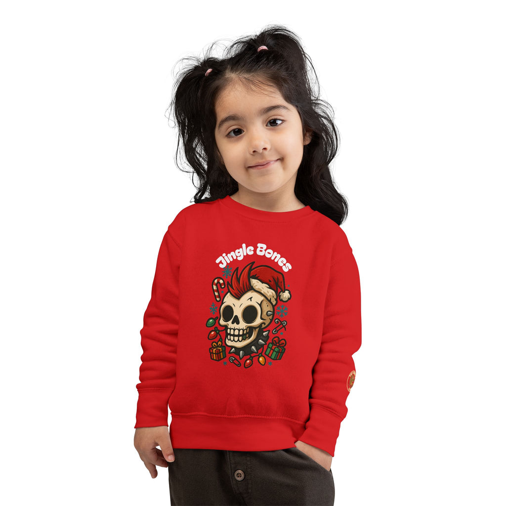 Toddler Sweatshirt — Punk Skull Santa Holiday Crewneck