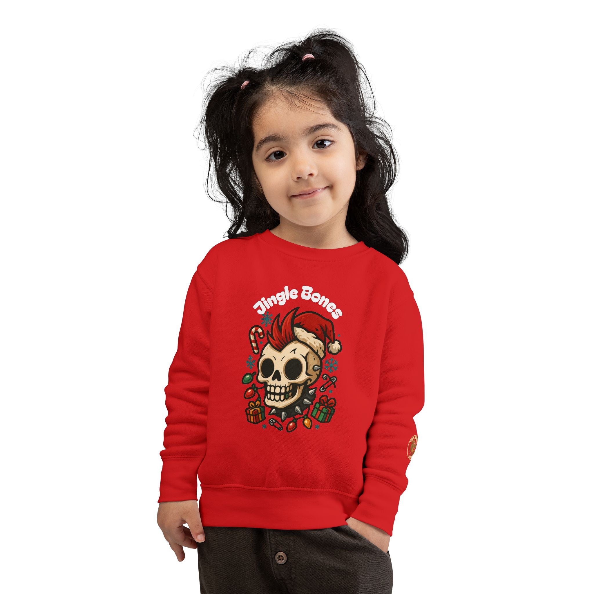 Toddler Sweatshirt — Punk Skull Santa Holiday Crewneck