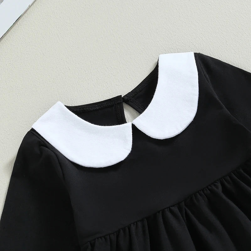 2023-07-03 Lioraitiin 0-5Years Girls Fall Dress Long Sleeve Doll Collar Loose Dress Toddler Halloween Costume Cosplay Outfit
