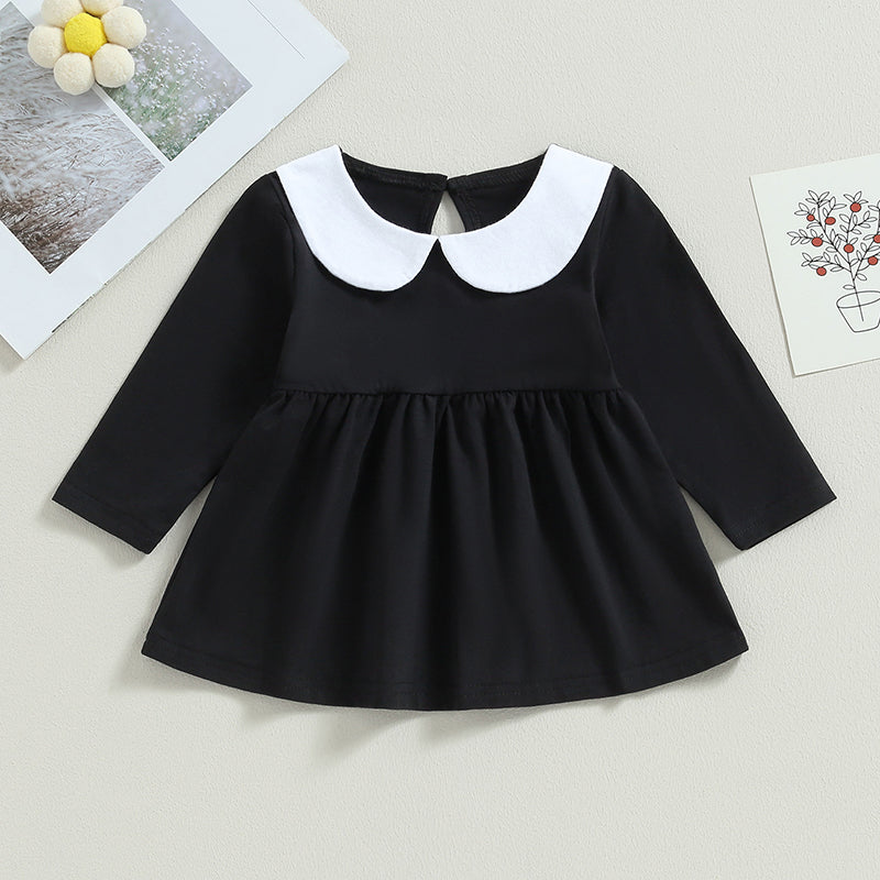 2023-07-03 Lioraitiin 0-5Years Girls Fall Dress Long Sleeve Doll Collar Loose Dress Toddler Halloween Costume Cosplay Outfit