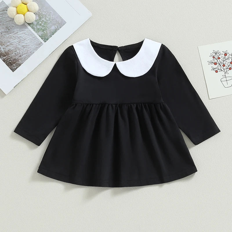 2023-07-03 Lioraitiin 0-5Years Girls Fall Dress Long Sleeve Doll Collar Loose Dress Toddler Halloween Costume Cosplay Outfit