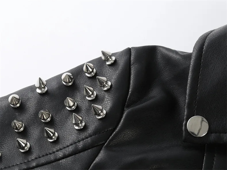 Spring Autumn Performance Motorcycle Black PU Coat Children's Leather Jackets for Girl Boys Zipper Clothes