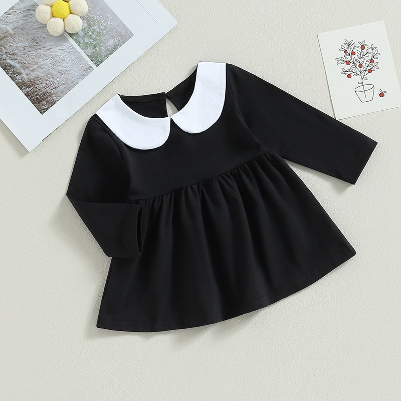 2023-07-03 Lioraitiin 0-5Years Girls Fall Dress Long Sleeve Doll Collar Loose Dress Toddler Halloween Costume Cosplay Outfit