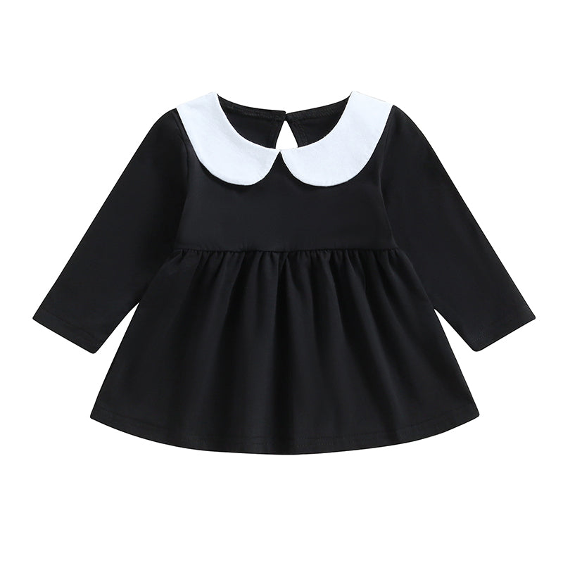 2023-07-03 Lioraitiin 0-5Years Girls Fall Dress Long Sleeve Doll Collar Loose Dress Toddler Halloween Costume Cosplay Outfit