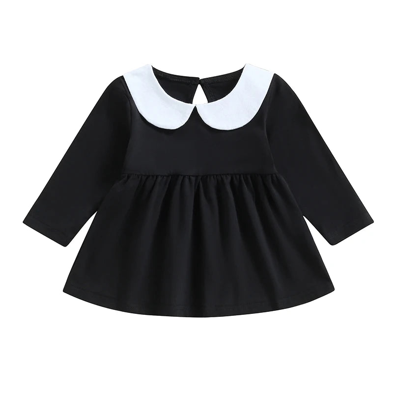 2023-07-03 Lioraitiin 0-5Years Girls Fall Dress Long Sleeve Doll Collar Loose Dress Toddler Halloween Costume Cosplay Outfit
